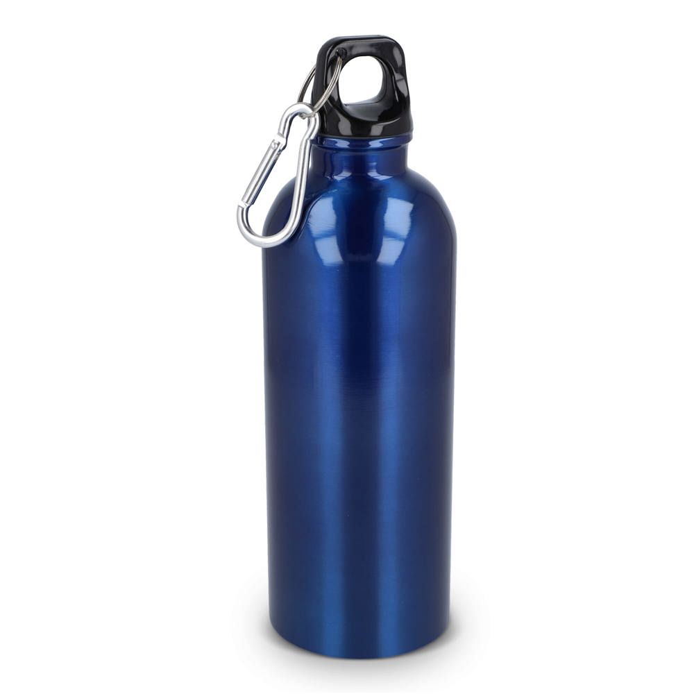 Gerecycled RVS Enkelwandige fles met Karabijnhaak 500ml - bedrukt of onbedrukt verkrijgbaar - Blauw