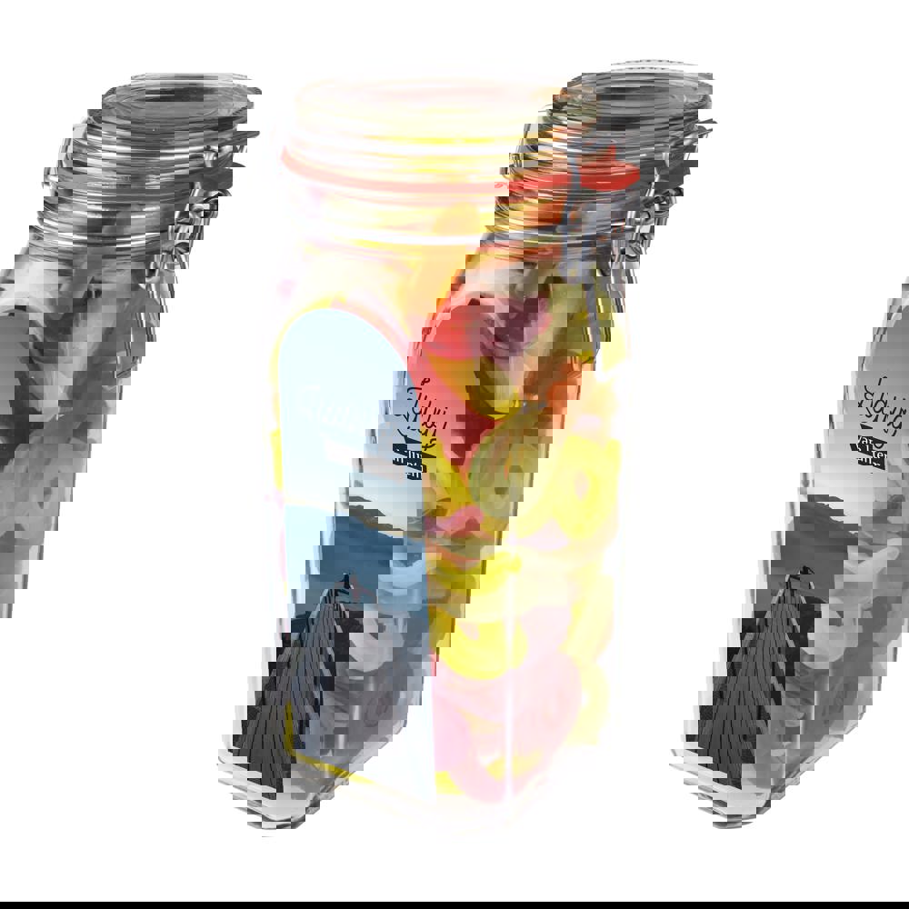 Weckpot 1,5 liter, gevuld met snoep - kopen of bedrukken - Transparant