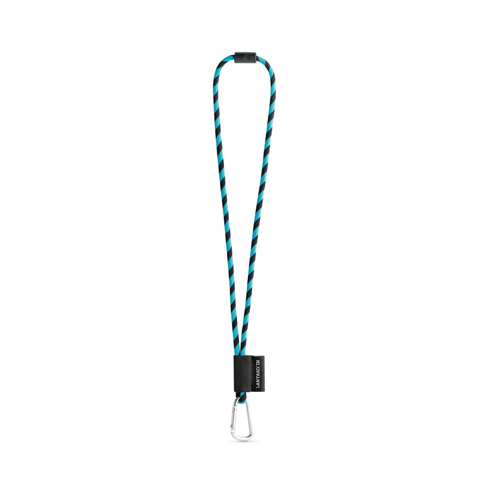75089. Lanyard Tube Long Set II. Standaard modellen - voor bedrijven en relatiegeschenken - 353 - Zwart, Licht blauw