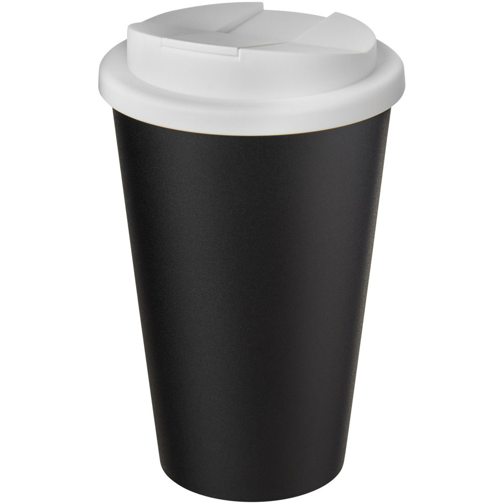 Americano® Eco 350 ml gerecyclede beker met spill-proof deksel - voor bedrijven en relatiegeschenken - Wit, Zwart
