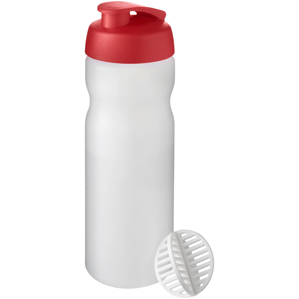 Baseline® Plus 650 ml sportfles met shaker bal - met logo of onbedrukt bestellen - Rood, Mat helder