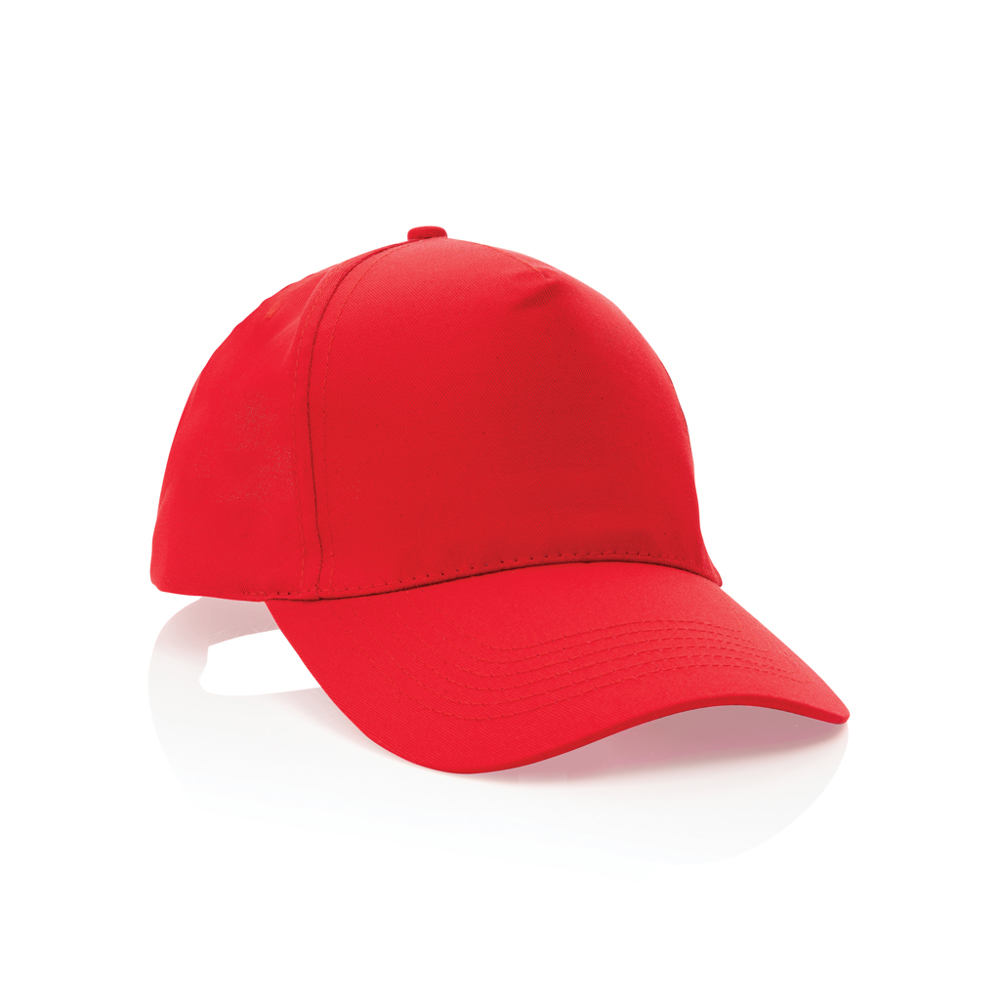 Impact AWARE™ 5 panel 190gr gerecycled katoenen cap - met logo of onbedrukt bestellen - rood (± PMS Red 032)