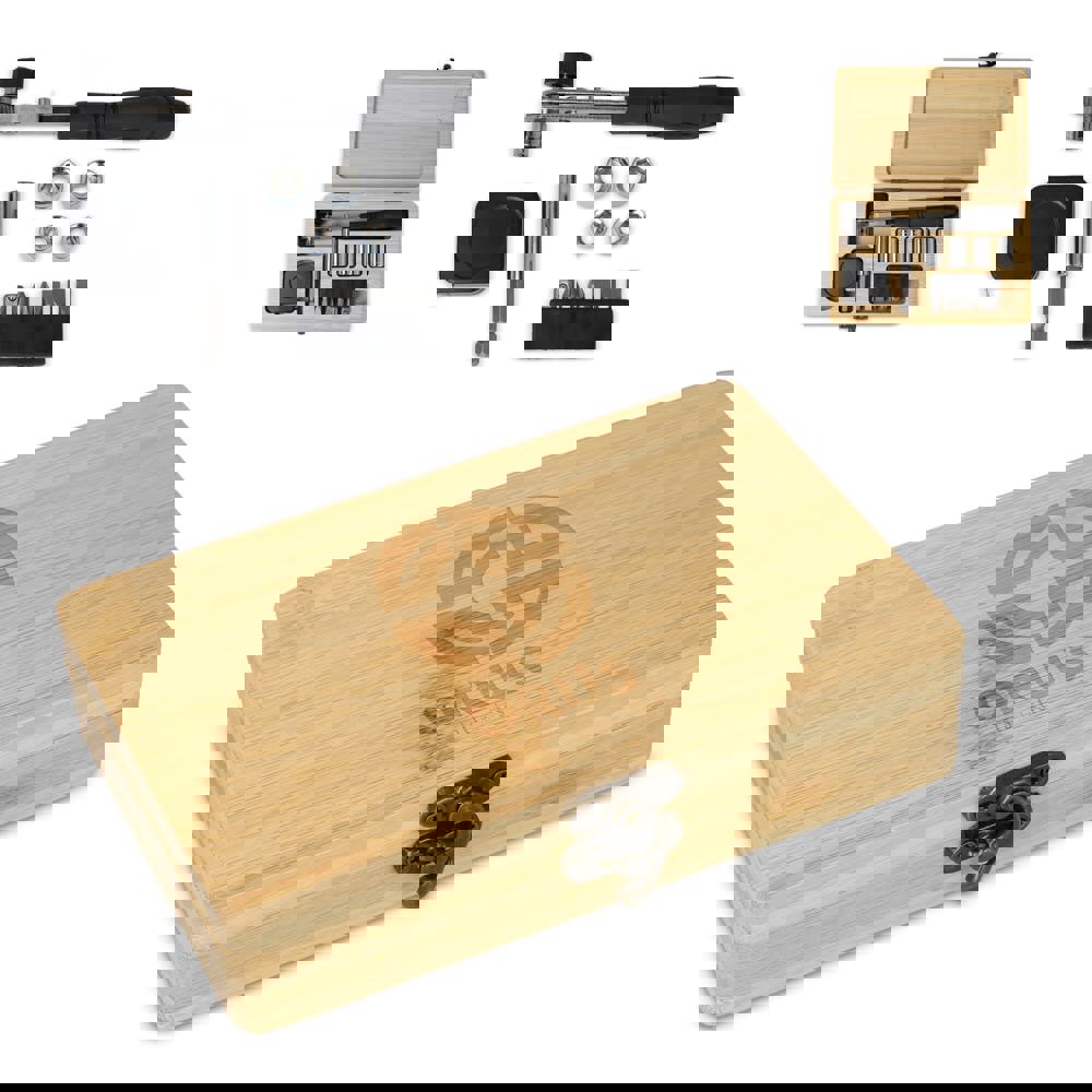 13-delige gereedschapsset in bamboe doos - kopen of bedrukken