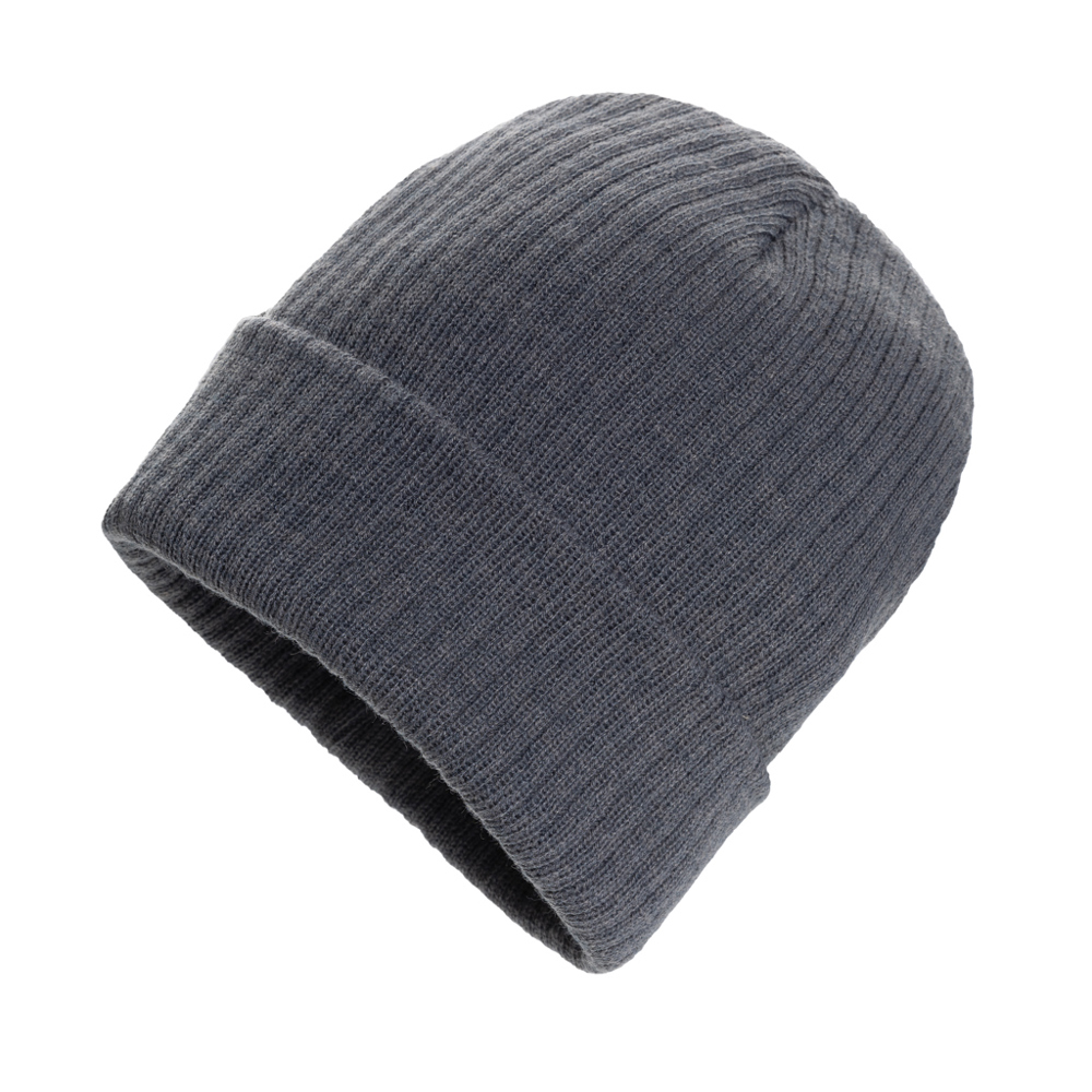 Pryor AWARE™ Polylana® beanie met omslag - voor bedrijven en relatiegeschenken - antraciet (± PMS Cool Grey 11)