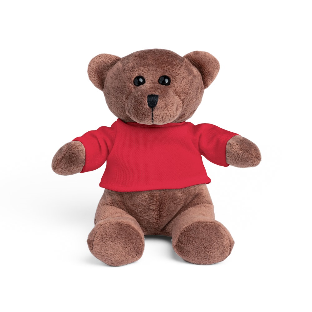 BEAR. Pluchen teddybeer met t-shirt aan - kopen of bedrukken - rood