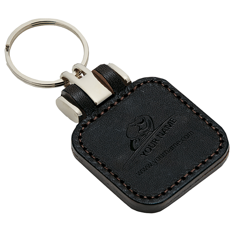 Sleutelhanger P02743, Kunstleder - bedrukt of onbedrukt verkrijgbaar - Zwart