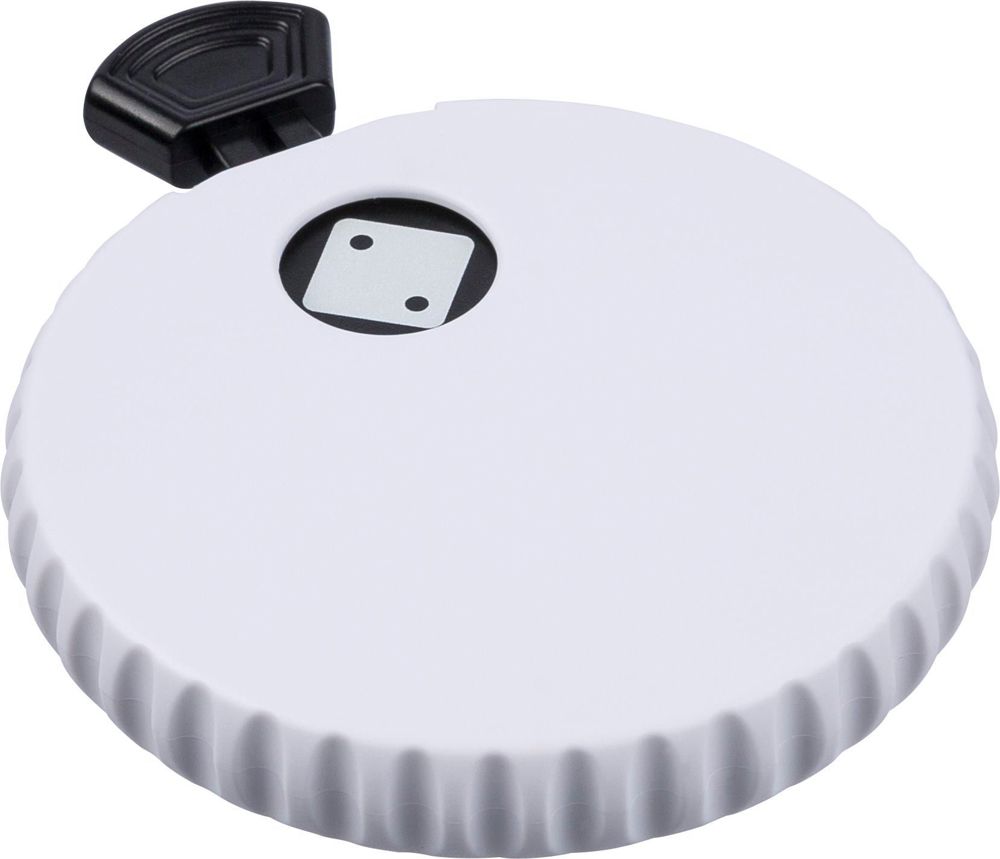 Gerecycled ABS mechanische dobbelsteen Cian - bedrukt of onbedrukt verkrijgbaar