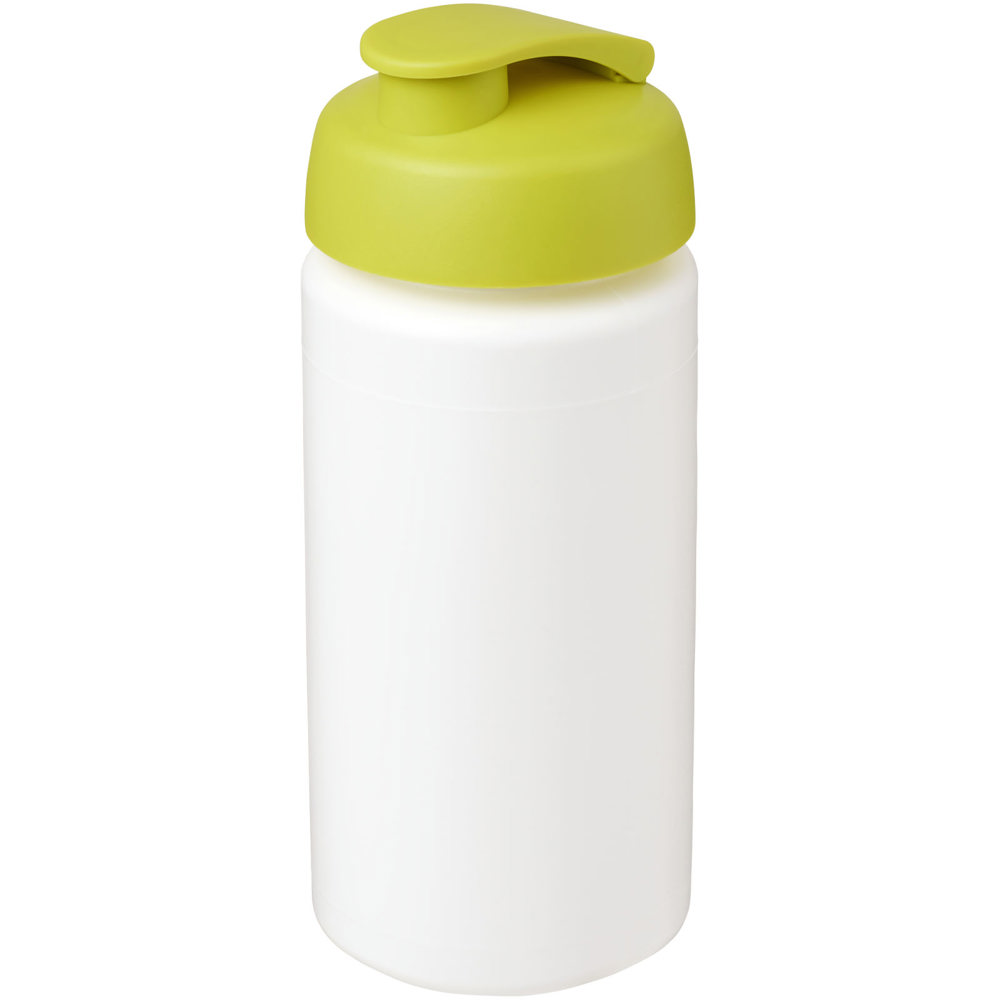 Baseline® Plus grip 500 ml sportfles met flipcapdeksel - met logo of onbedrukt bestellen - Wit, Lime