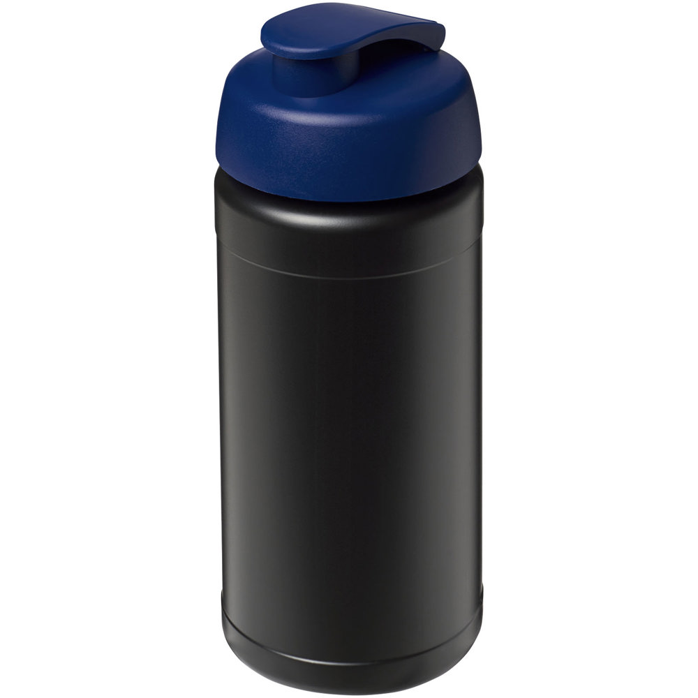 Baseline® Plus 500 ml sportfles met flipcapdeksel - met logo of onbedrukt bestellen - Zwart, Blauw