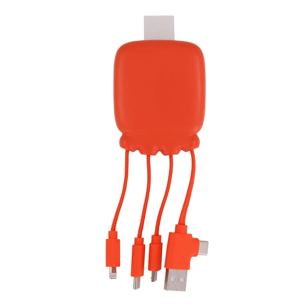3192 | Xoopar Octopus Gamma 2 Powerbank met Bio Oplaadkabel 3000mAh - bedrukt of onbedrukt verkrijgbaar - Oranje