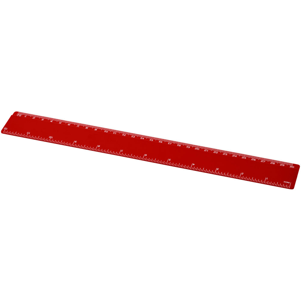 Refari liniaal van 30 cm van gerecycled plastic - bedrukt of onbedrukt verkrijgbaar - rood