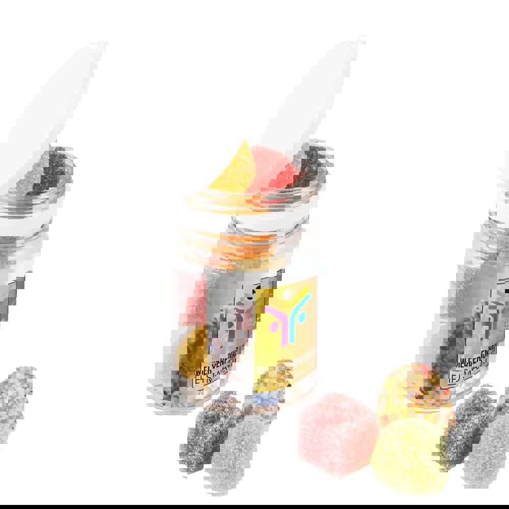 Kunststof potje met snoep - kopen of bedrukken - Transparant