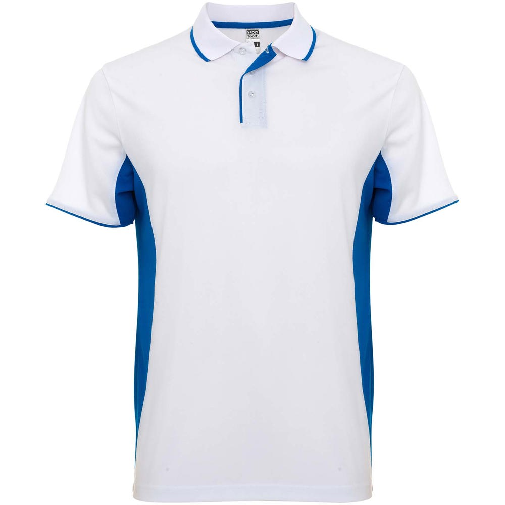 Montmelo unisex sportpolo met korte mouwen - voor bedrijven en relatiegeschenken - Wit, Koningsblauw