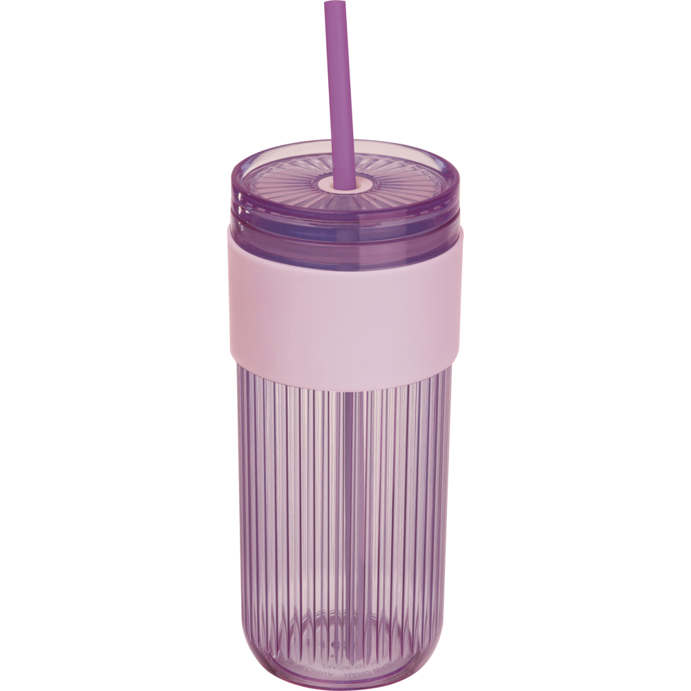 Beker met rietje, 660 ml - Roze