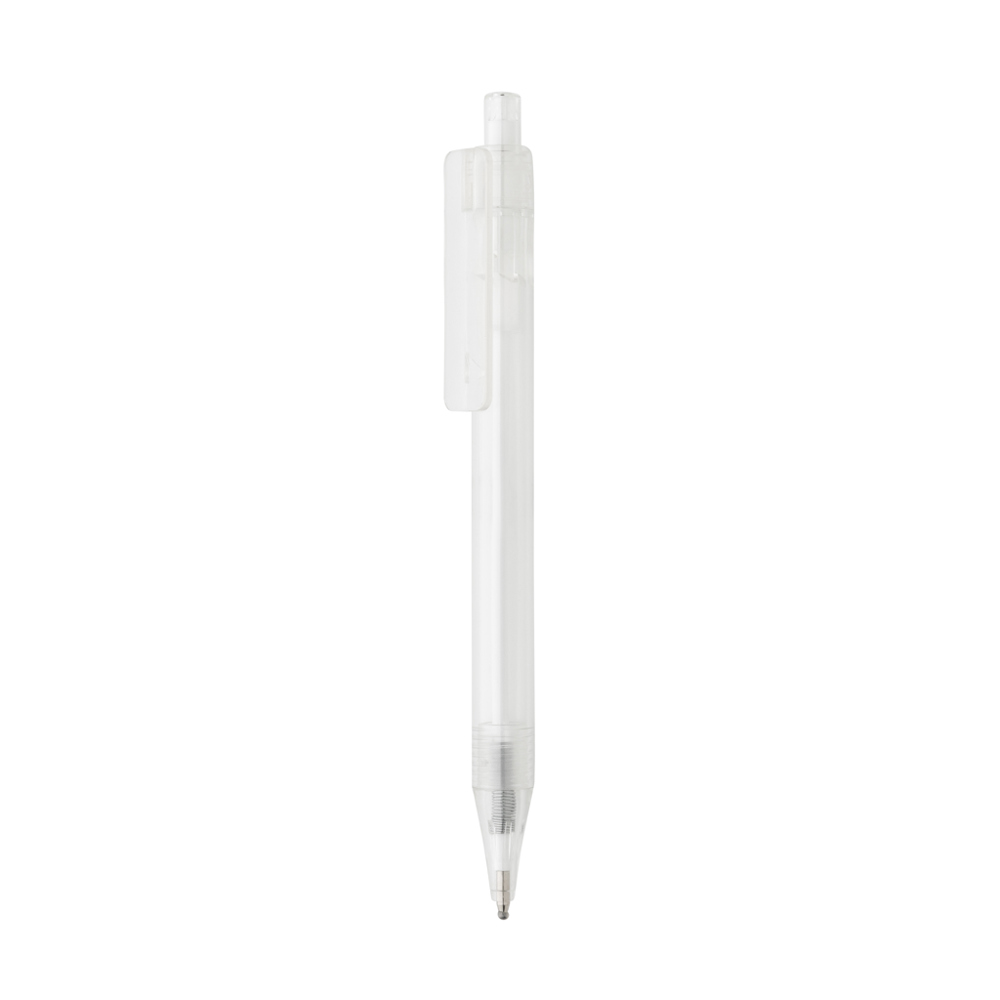 GRS RPET X8 transparante pen - voor bedrijven en relatiegeschenken - wit (± PMS White)