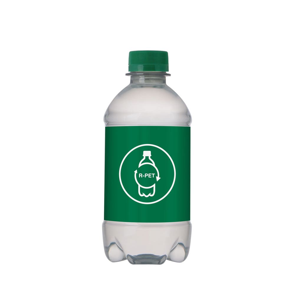 Bronwater 330 ml met draaidop - bedrukt of onbedrukt verkrijgbaar - Transparant/Groen