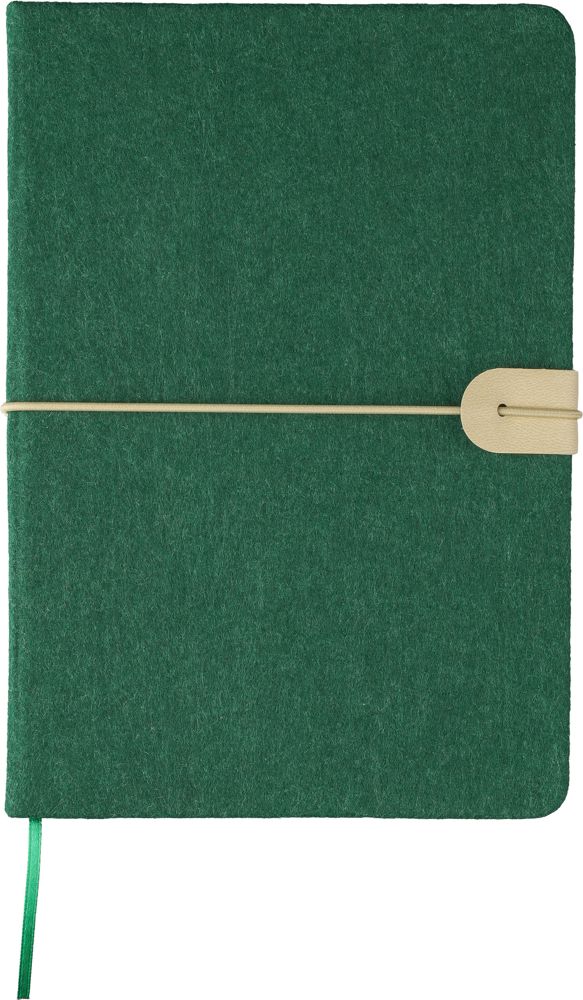 Gerecycled vilt notitieboek (A5) Dario - met logo of onbedrukt bestellen - Groen