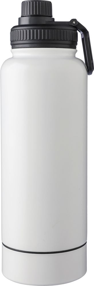Roestvrijstalen dubbelwandige 1000 ml drinkfles Nathaniel - bedrukt of onbedrukt verkrijgbaar - wit
