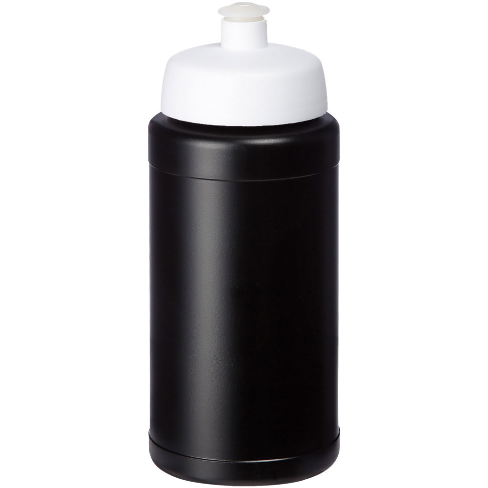 Baseline® Plus 500 ml drinkfles met sportdeksel - met logo of onbedrukt bestellen - Zwart, Wit