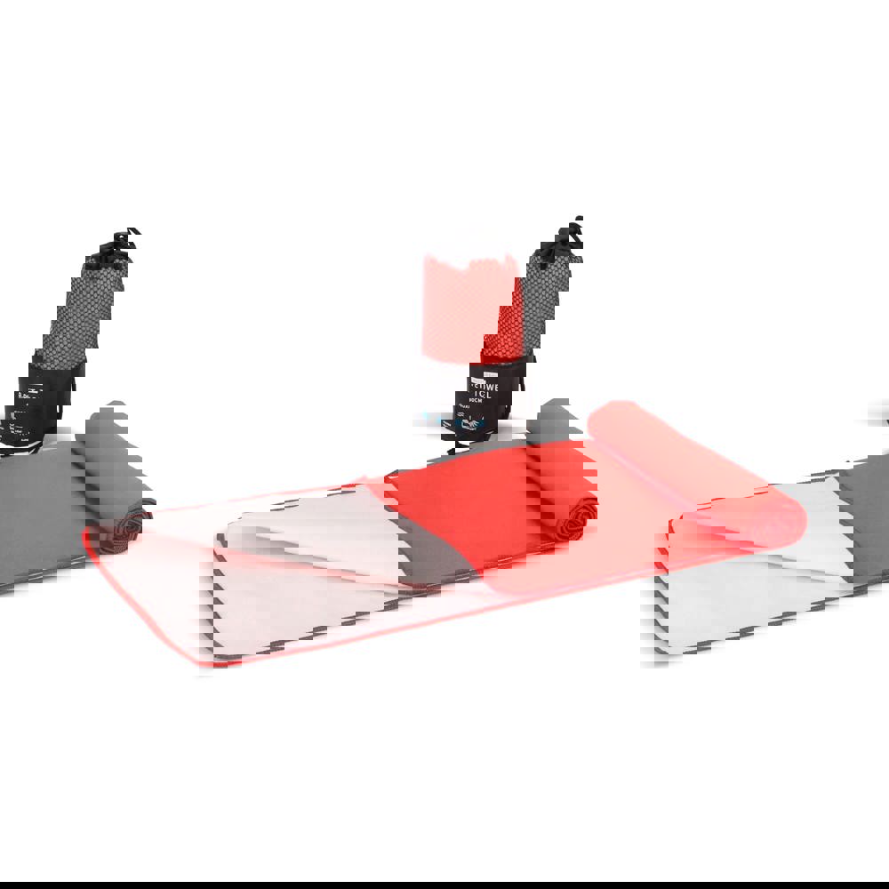 R-PET sneldrogende sport handdoek 40x80cm met etui (200g/m²) sublimatie - rood