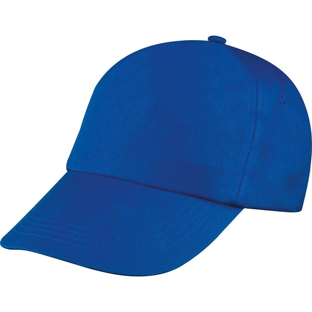 AZO-vrij katoenen baseball-cap, 5 panels - bedrukt of onbedrukt verkrijgbaar - blauw