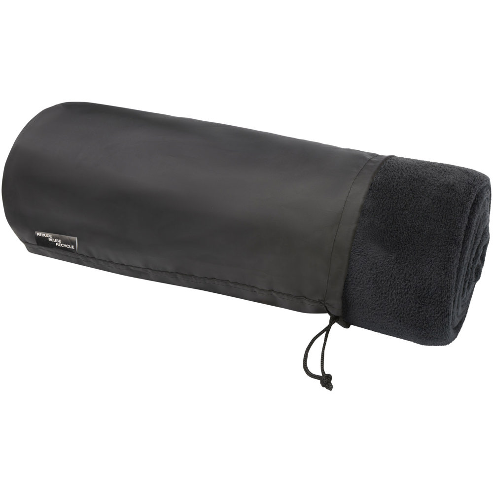 Lily GRS RPET koraal fleece deken - met logo of onbedrukt bestellen - Zwart
