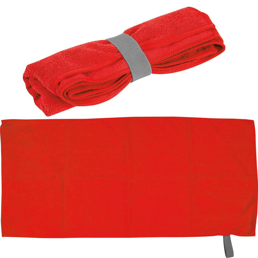 Handdoek van microvezel met elastiek - voor bedrijven en relatiegeschenken - Rood