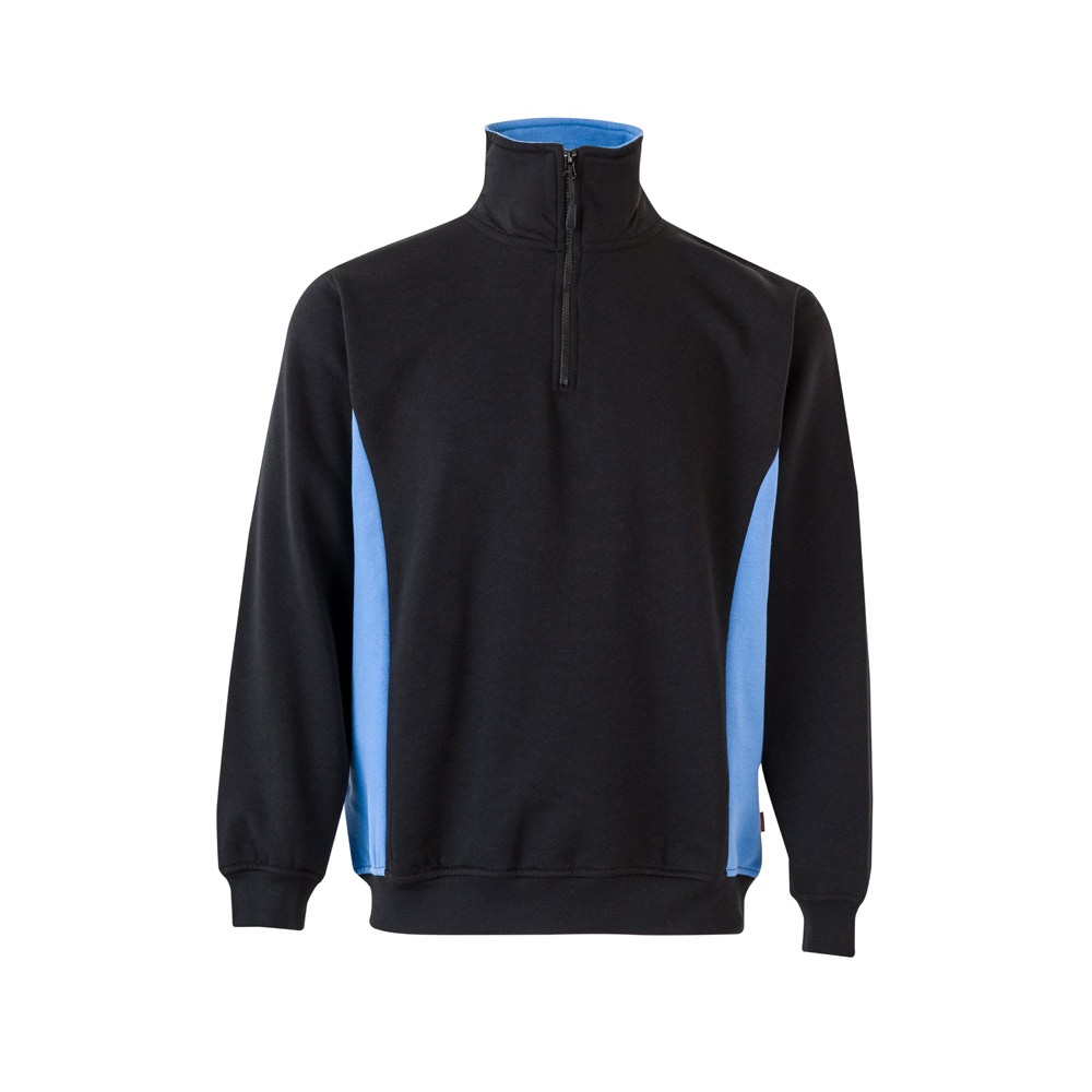 VL SVAROG. Tweekleurig sweatshirt van badstof (260g/m²), van polyester (65%) en katoen (35%) - voor bedrijven - Zwart, Licht blauw