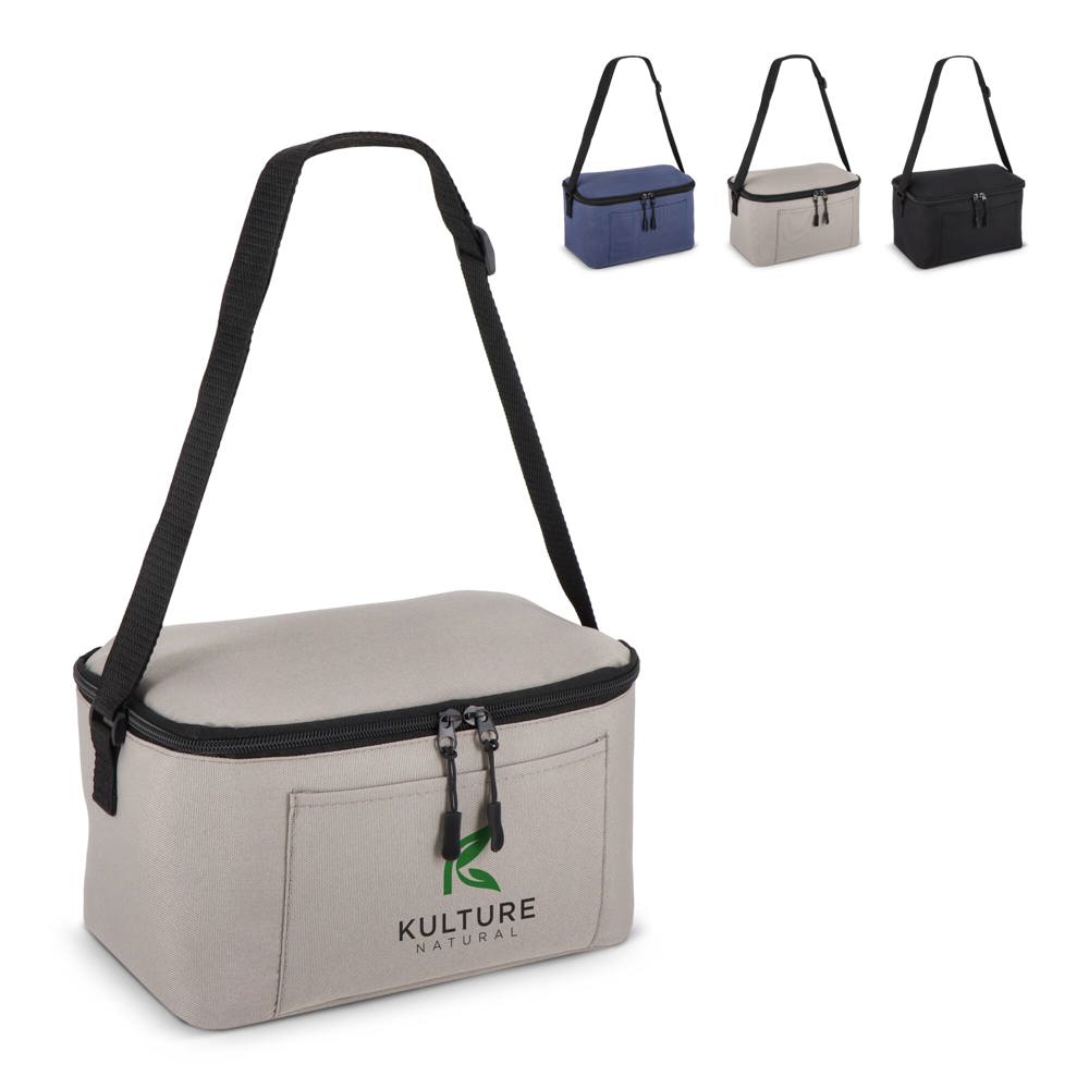 600D gerecycled PET koeltas voor 6 blikjes 25 x 14.5 x 15.5 cm 5 L - bedrukt of onbedrukt verkrijgbaar