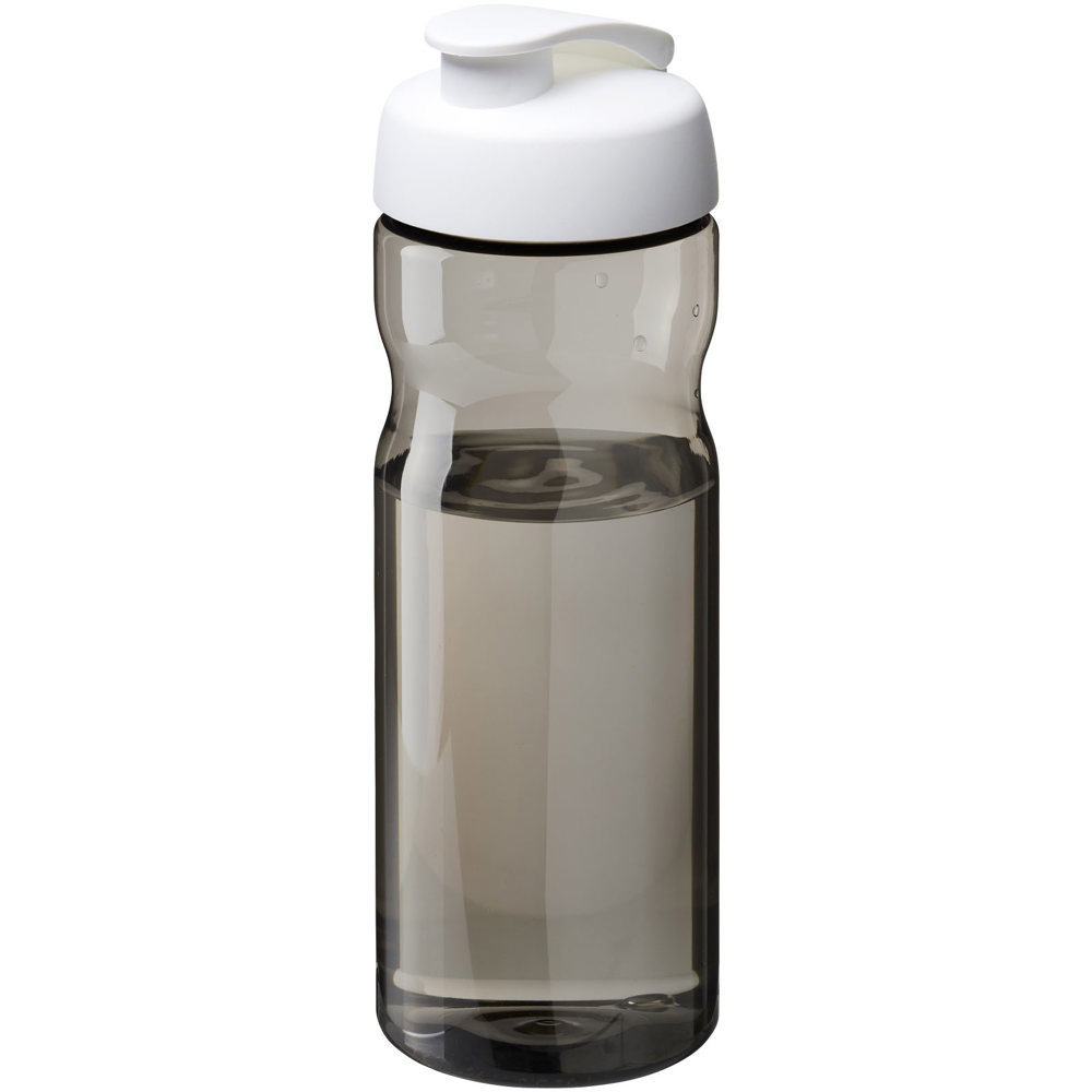 H2O Active® Eco Base drinkfles van 650 ml met klapdeksel - voor bedrijven en relatiegeschenken - Wit, Houtskool