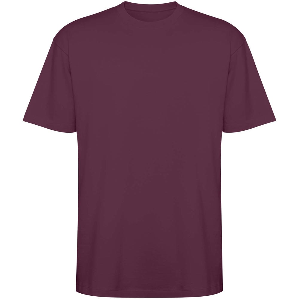 Bull oversized unisex T-shirt met korte mouwen - voor bedrijven en relatiegeschenken - Pruimrood