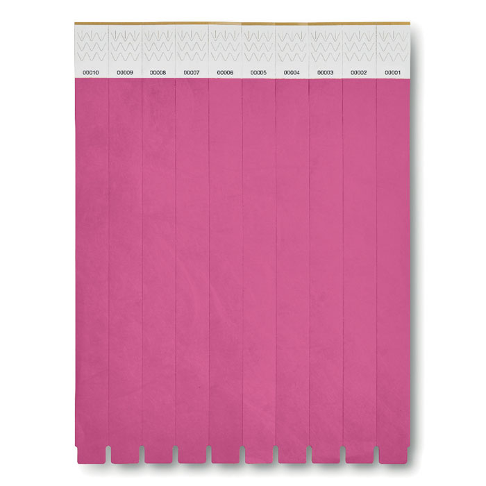 TYVEK - 1 Vel met 10 event armbandjes - voor bedrijven en relatiegeschenken - Fuchsia