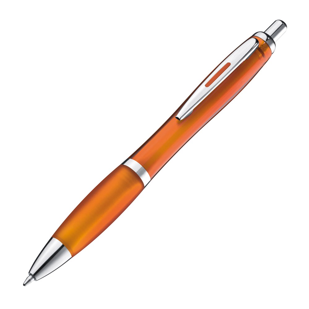 Pen met zilveren metalen clip - voor bedrijven en relatiegeschenken - Oranje